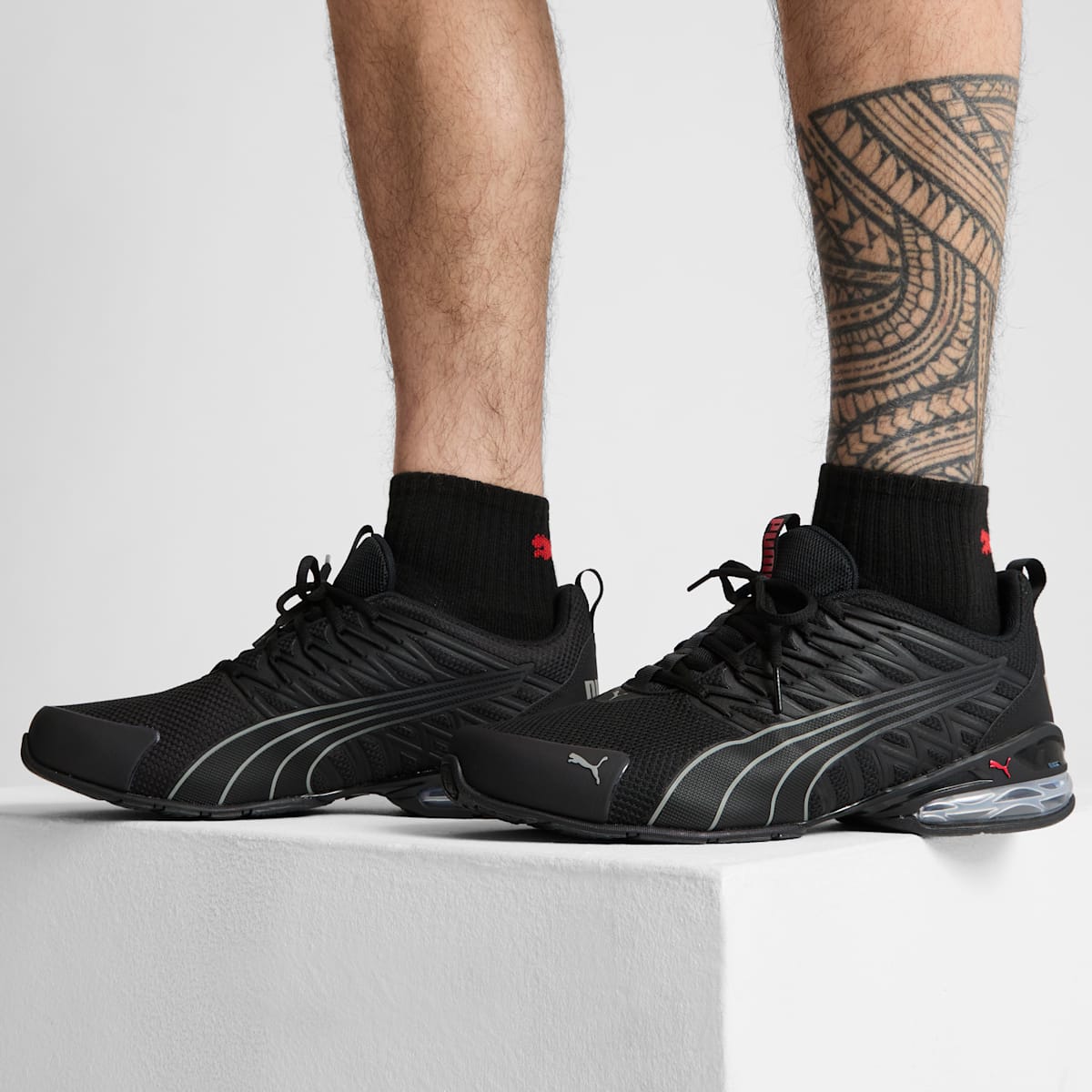 Puma Voltaic Evo – Sneakers Running Noir, Gris & Rouge | Confort Premium