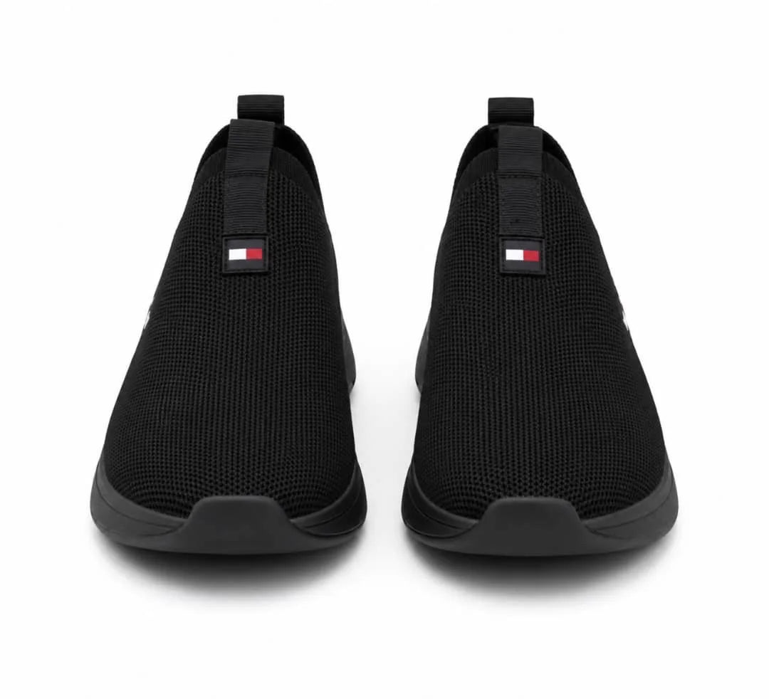 Tommy Hilfiger Aliah Slip-On Noir – Baskets Premium en Maille Respirante