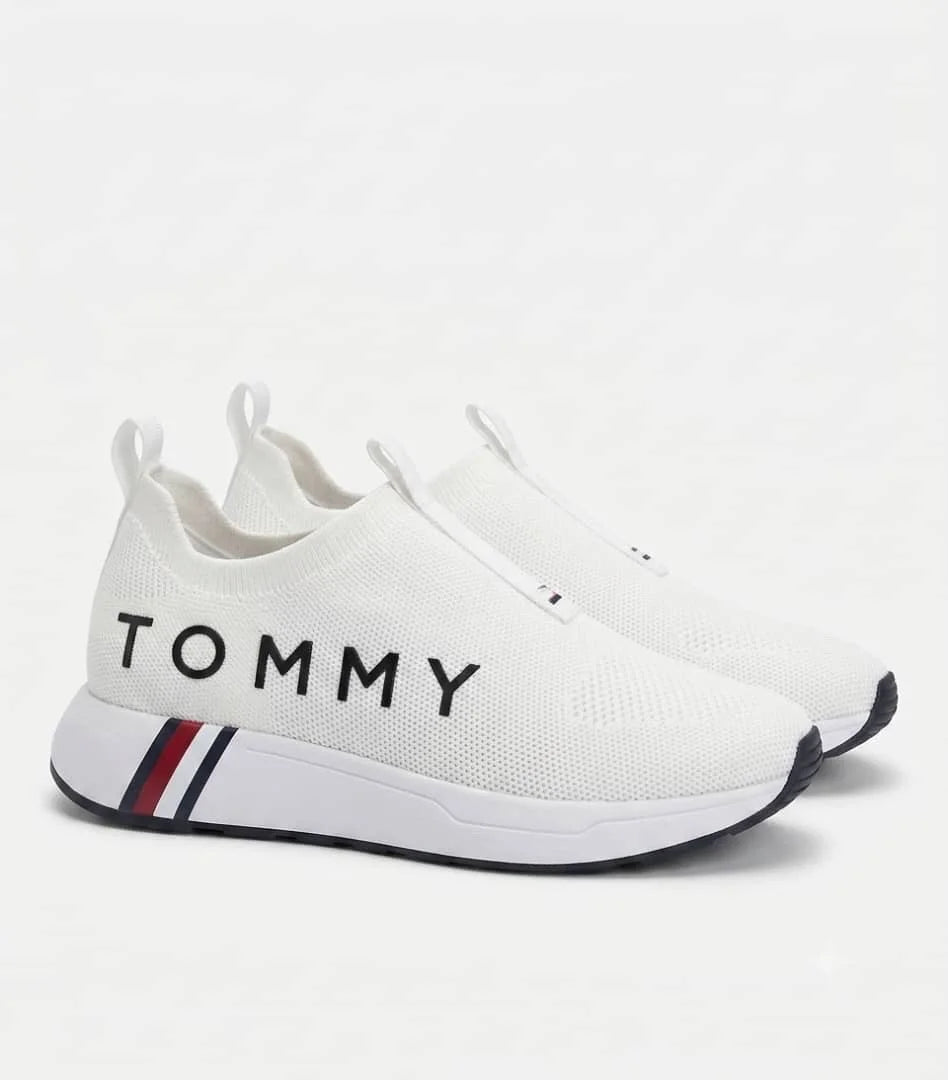 Tommy Hilfiger Aliah Slip-On Blanc – Baskets Premium en Maille Respirante