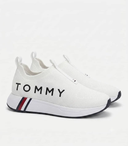 Tommy Hilfiger Aliah Slip-On Blanc – Baskets Premium en Maille Respirante