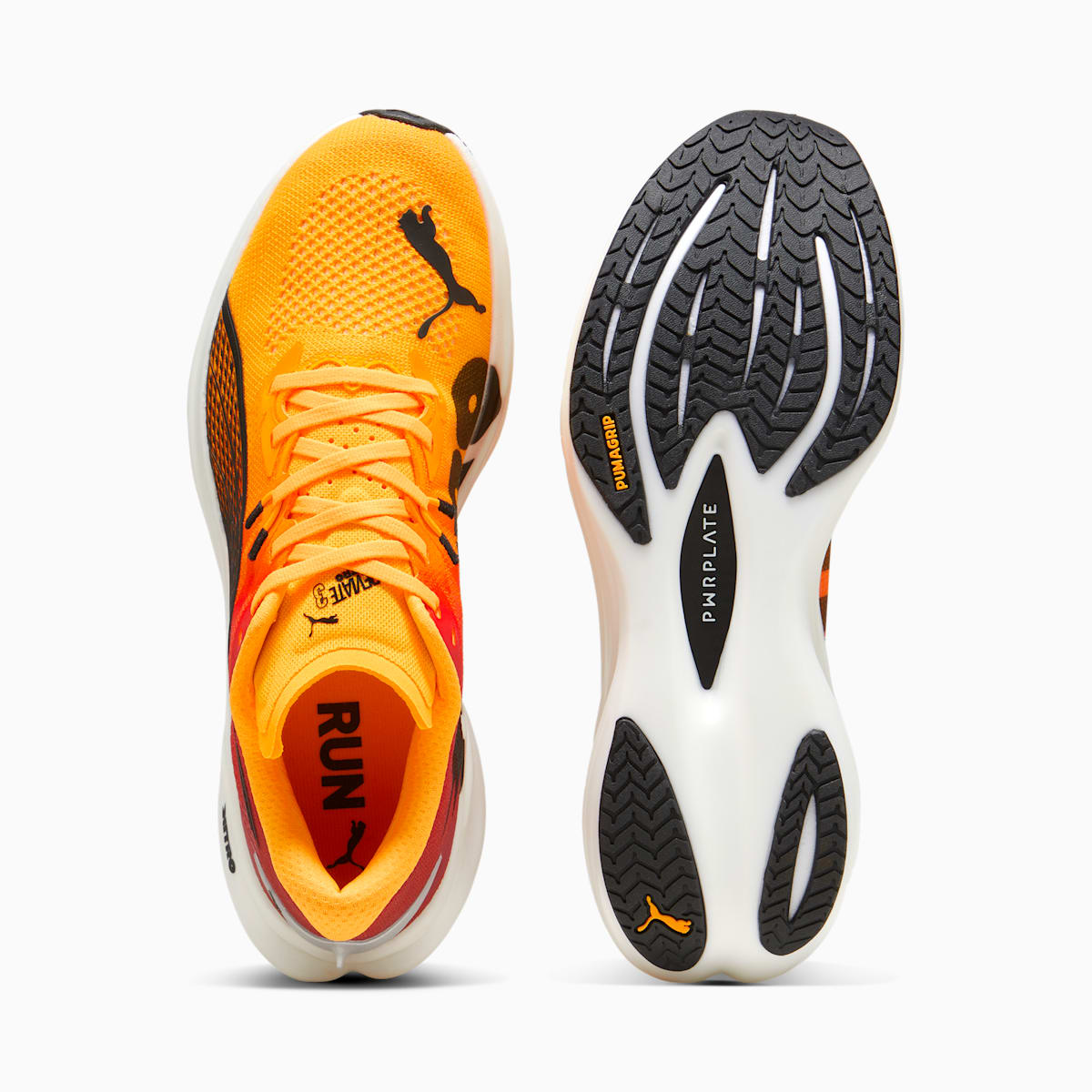 Puma Deviate NITRO™ 3 Fade – Chaussures Running Premium Orange, Jaune & Blanc