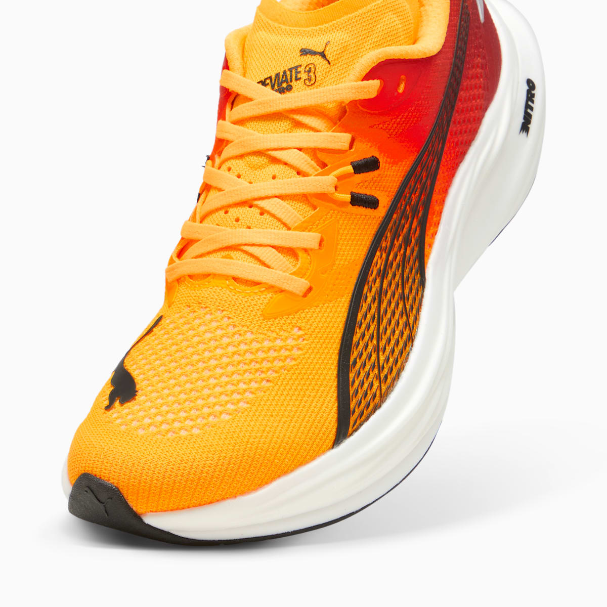 Puma Deviate NITRO™ 3 Fade – Chaussures Running Premium Orange, Jaune & Blanc