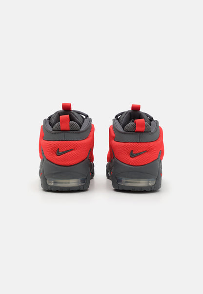 Nike Air More Uptempo Low – Sneakers Premium Gris Foncé, Rouge Crimson & Argent Métallisé | Style Basketball Iconique