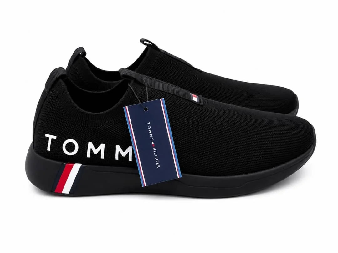 Tommy Hilfiger Aliah Slip-On Noir – Baskets Premium en Maille Respirante