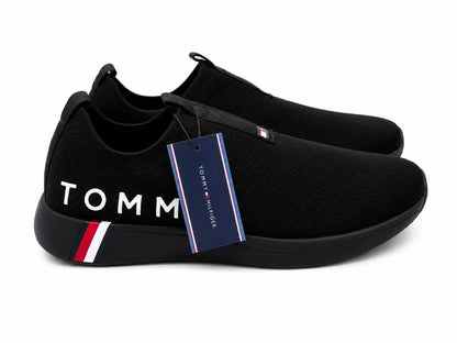 Tommy Hilfiger Aliah Slip-On Noir – Baskets Premium en Maille Respirante