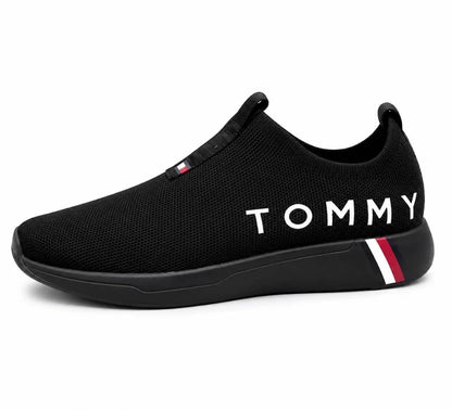Tommy Hilfiger Aliah Slip-On Noir – Baskets Premium en Maille Respirante