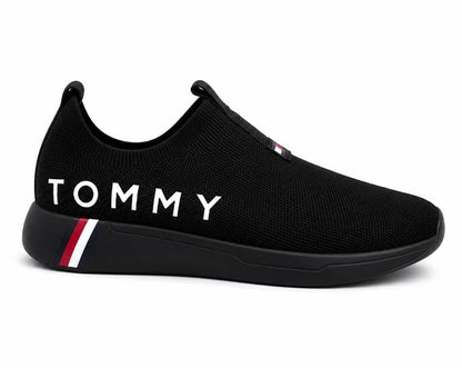 Tommy Hilfiger Aliah Slip-On Noir – Baskets Premium en Maille Respirante