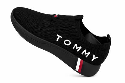 Tommy Hilfiger Aliah Slip-On Noir – Baskets Premium en Maille Respirante